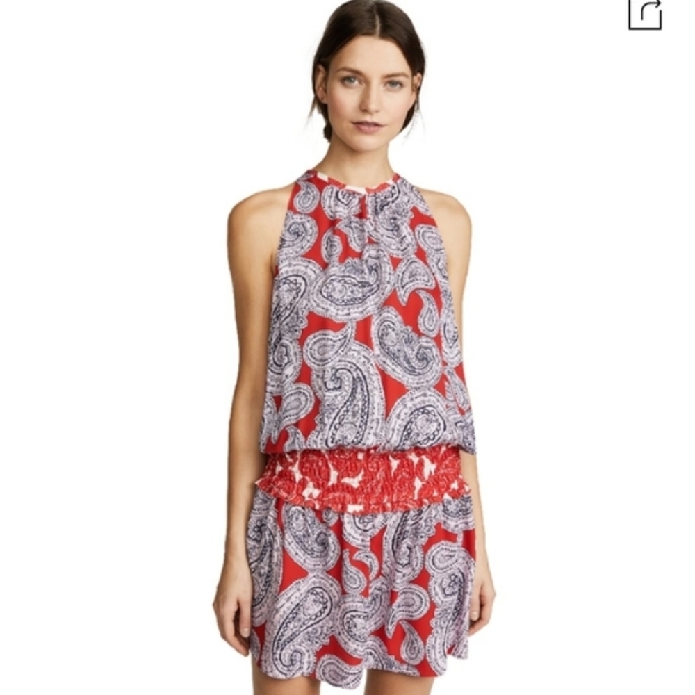 Ramy Brook Paisley Drop Waist Silk Mini Dress size XS